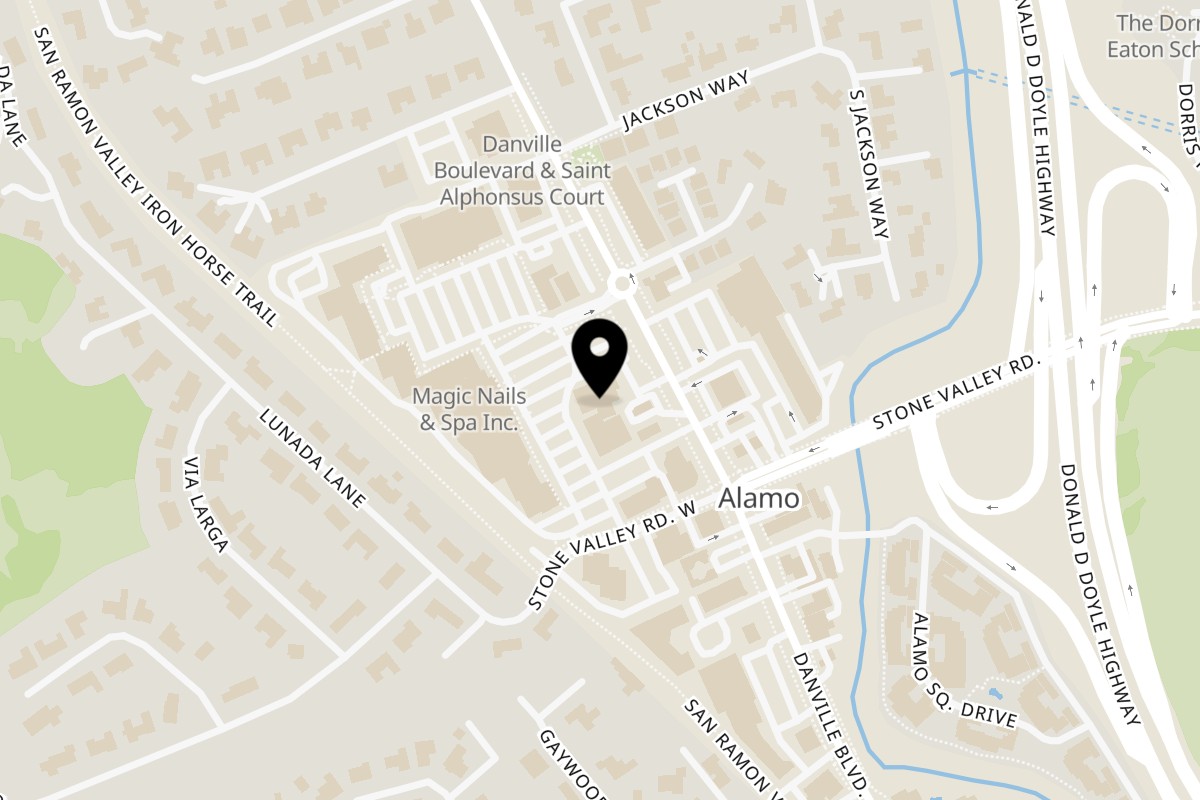 Map showing the location of Brioche de Paris Alamo on 215 Alamo Plaza in Alamo