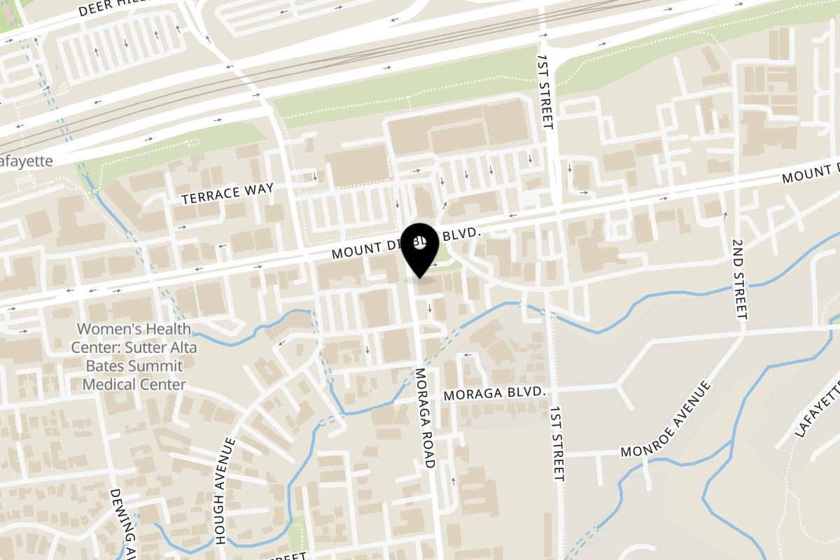 Map showing the location of Brioche de Paris Lafayette on 998 Moraga Rd in Lafayette